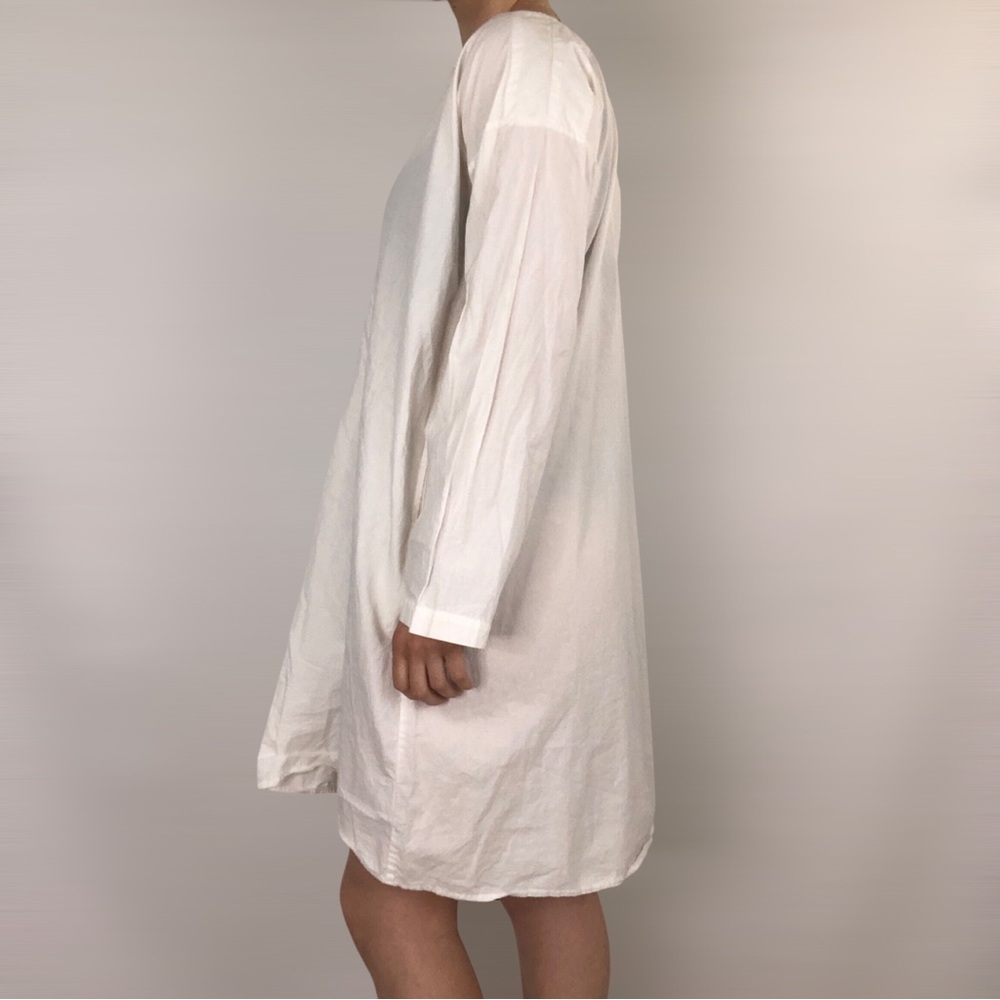 Domi Organic Cotton Tunic Dress White Button Lightweight Sleep Gown - Picture 4 of 10